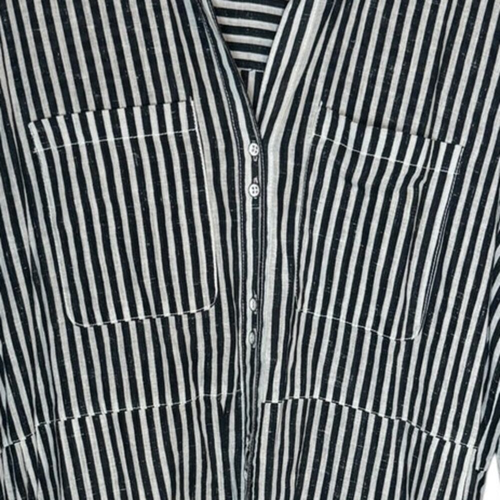 FREE PEOPLE Faded In The Morning Striped Linen Blend Shirt Dress SM - Picture 8 of 12